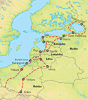 Poznávací zájezd Pobaltím do Petrohradu, Mapa