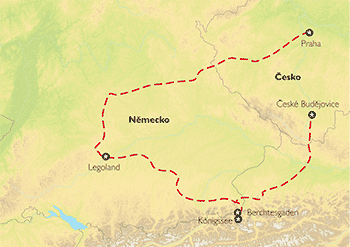 Poznávací zájezd Legoland s odpočinkem u jezera Königssee, Mapa